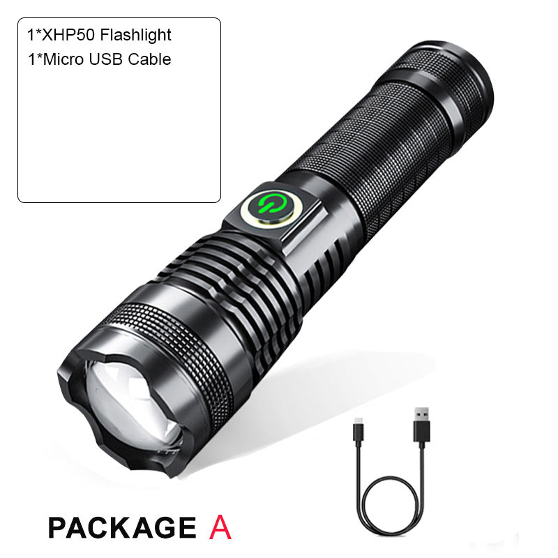 P50 Strong Light Zoom Flashlight Battery